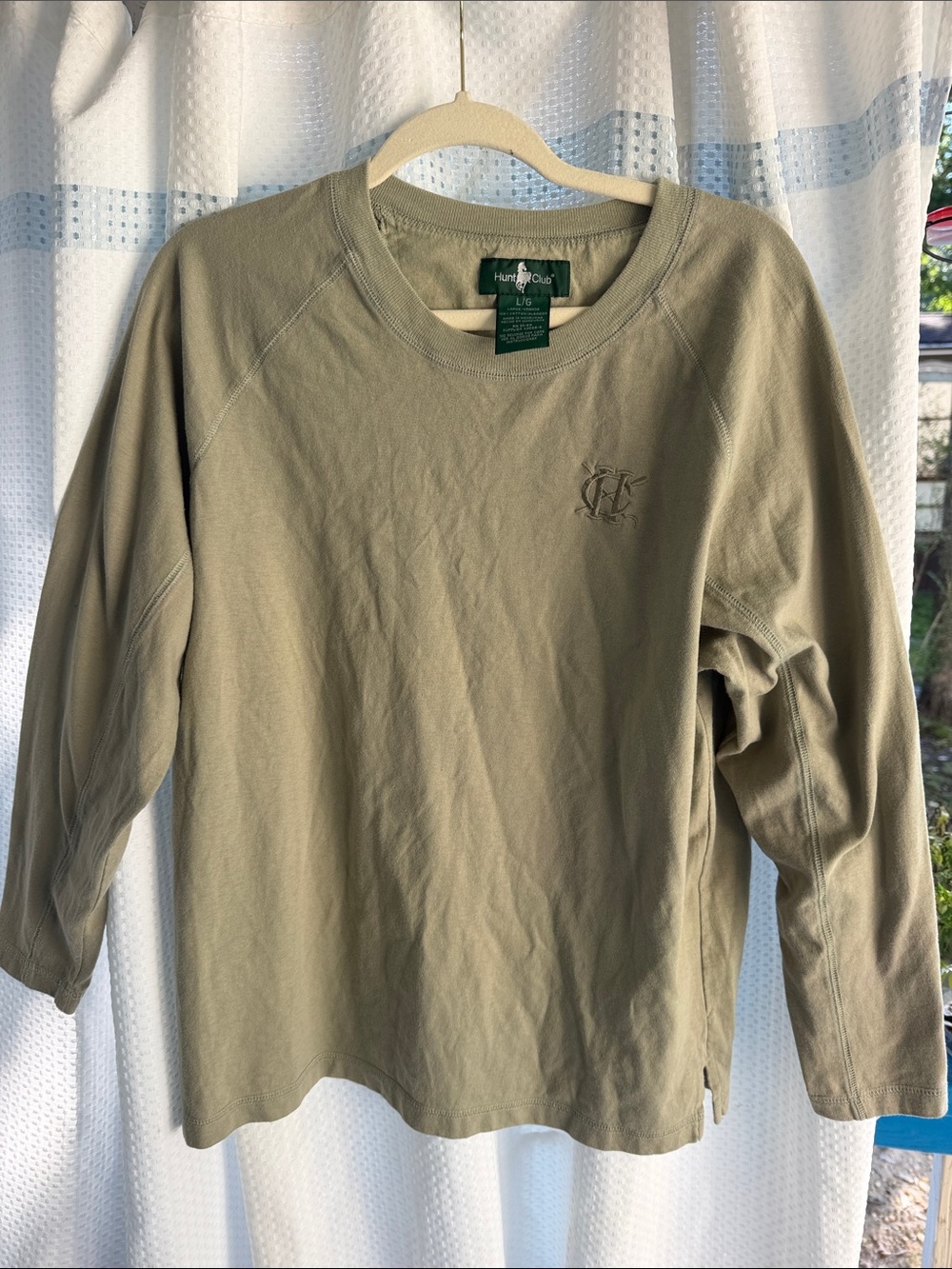Hunt Club Olive Green Long Sleeve Crewneck Polo